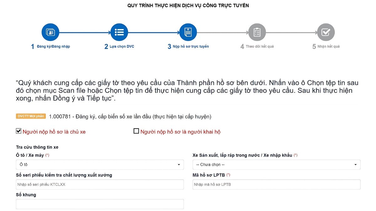 Nộp hồ sơ đăng ký xe máy tại Lâm Đồng