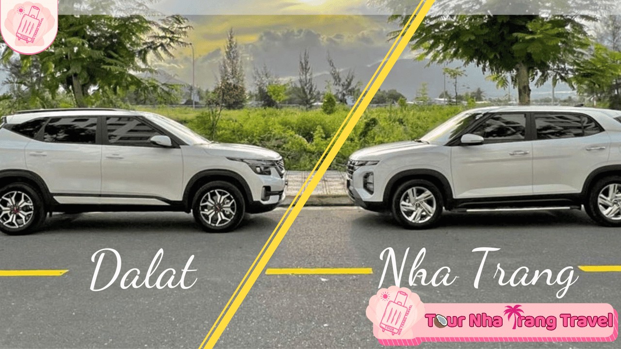 Xe 7 chỗ màu bạc đang di chuyển trên đường ở Nha Trang, biểu thị sự sẵn sàng phục vụ