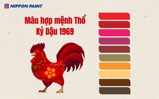 Tuổi dậu 1969 hợp màu gì? Các màu thuộc hành Hoả và Thổ phù hợp với gia chủ 1969