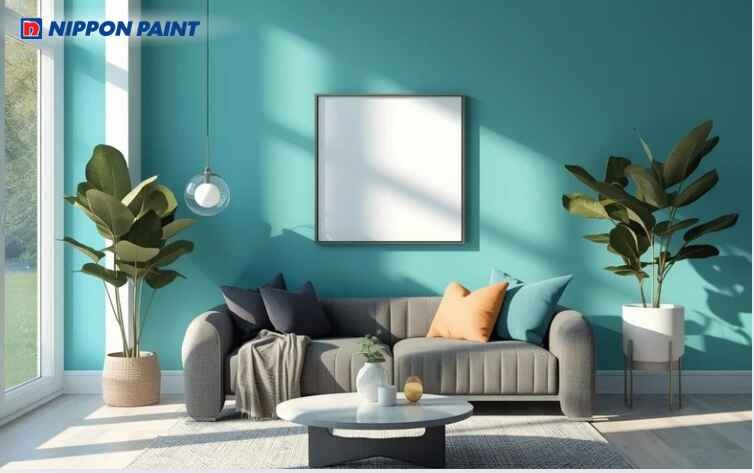 Phòng khách với gam xanh thanh lịch