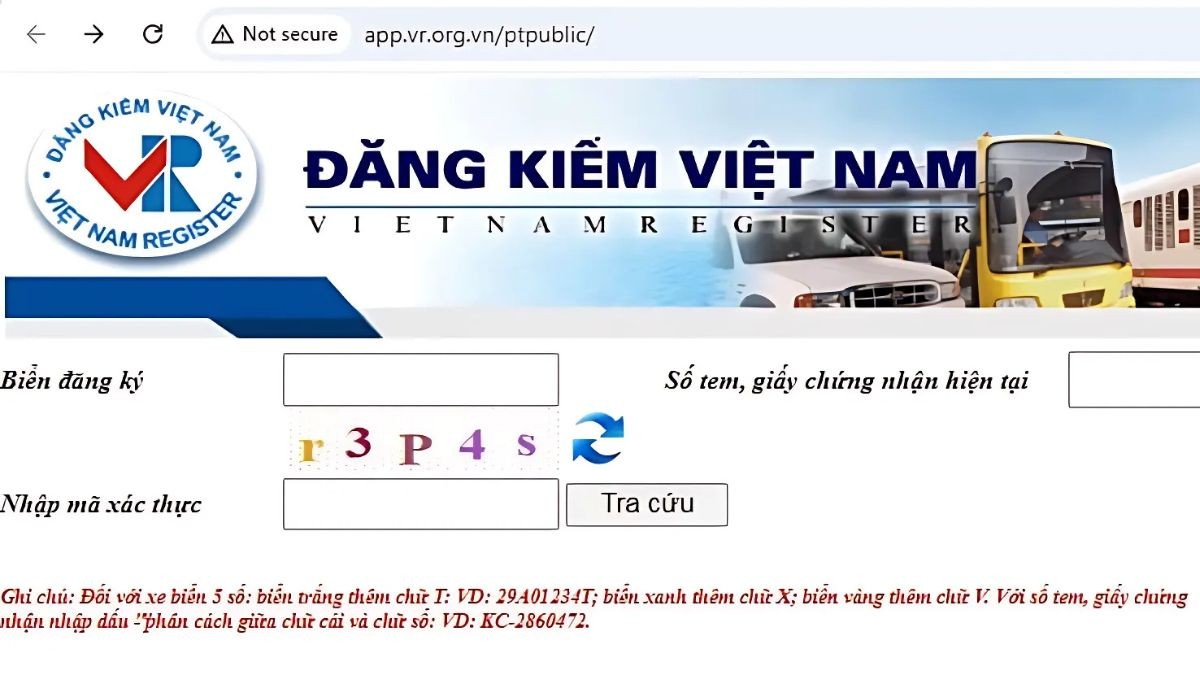 Giao diện trang web tra cứu thông tin biển số xe trực tuyến