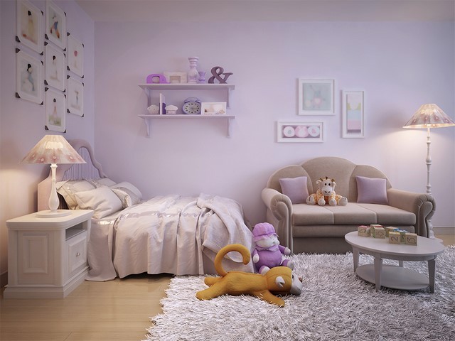 Phòng ngủ Ất Tỵ ấm cúng với tông màu tím nhạt lãng mạn