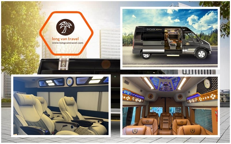 Nội thất sang trọng của xe Limousine với ghế bọc da và đèn trần